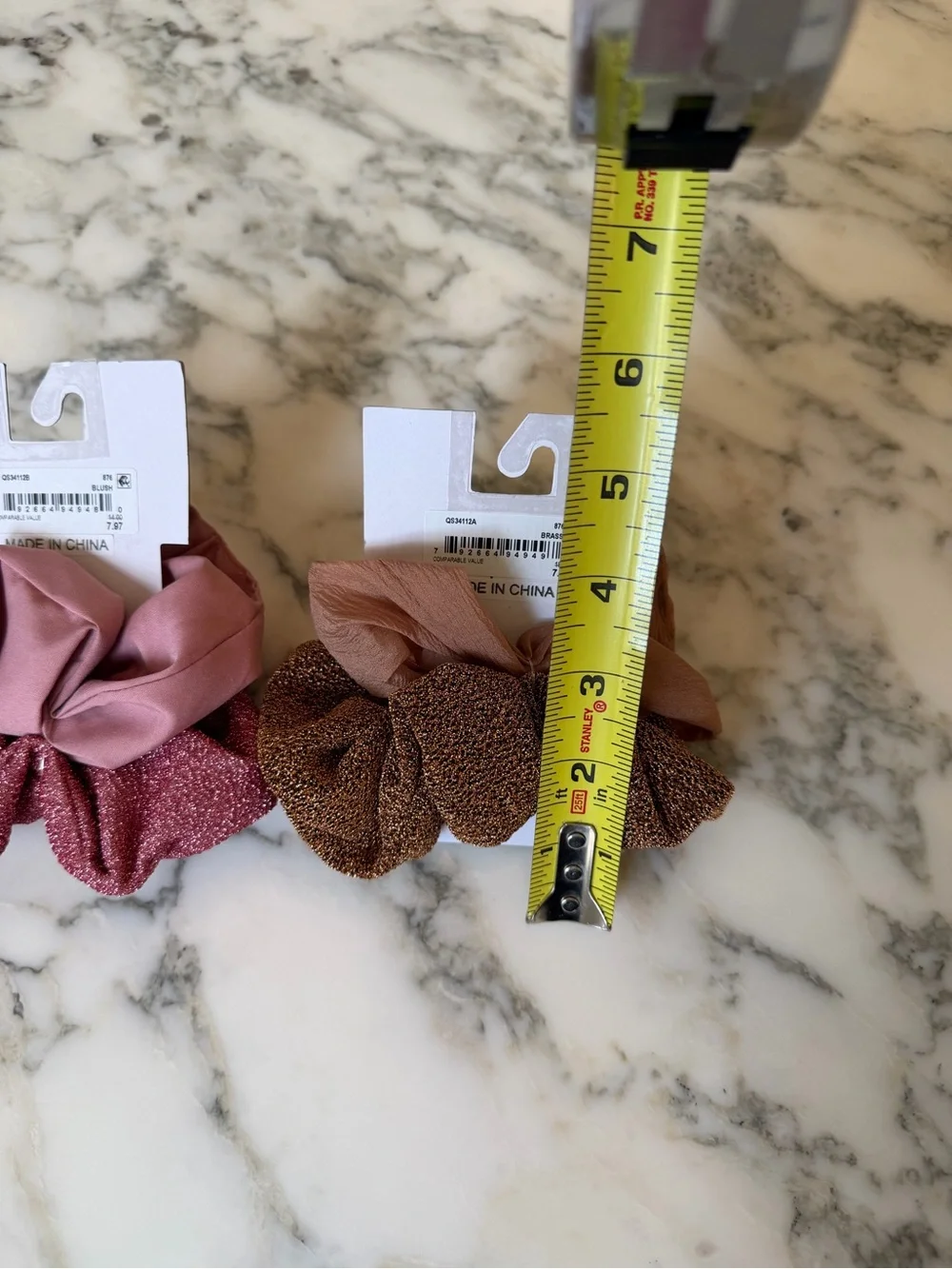 NWT Berry Set of 2 Oversized Scrunchies Satin & Metallic Pink Bronze Hair Ties